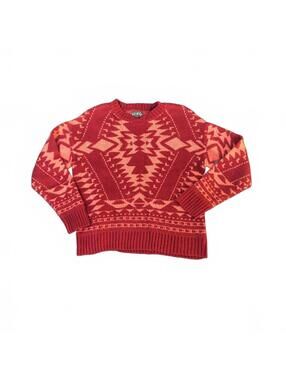 Wonderly Burgundy and Pink Patterned Knit Sweater Size Small